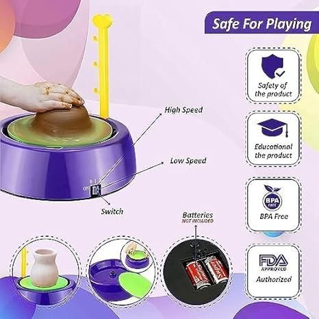Kids Battery-Operated Pottery Wheel Kit Pottery Making & Painting Set
