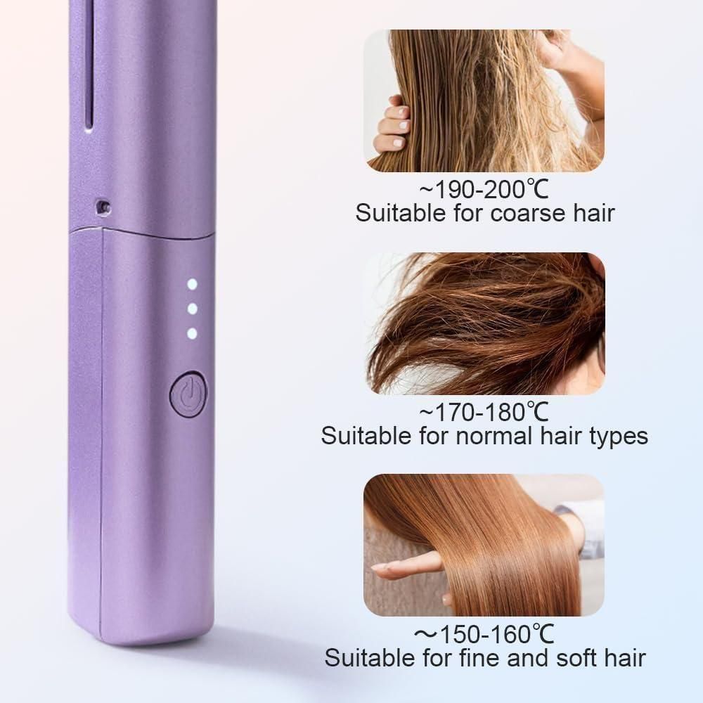 Meneflix™ Portable Mini Hair Straightener Cordless, Rechargeable & Adjustable