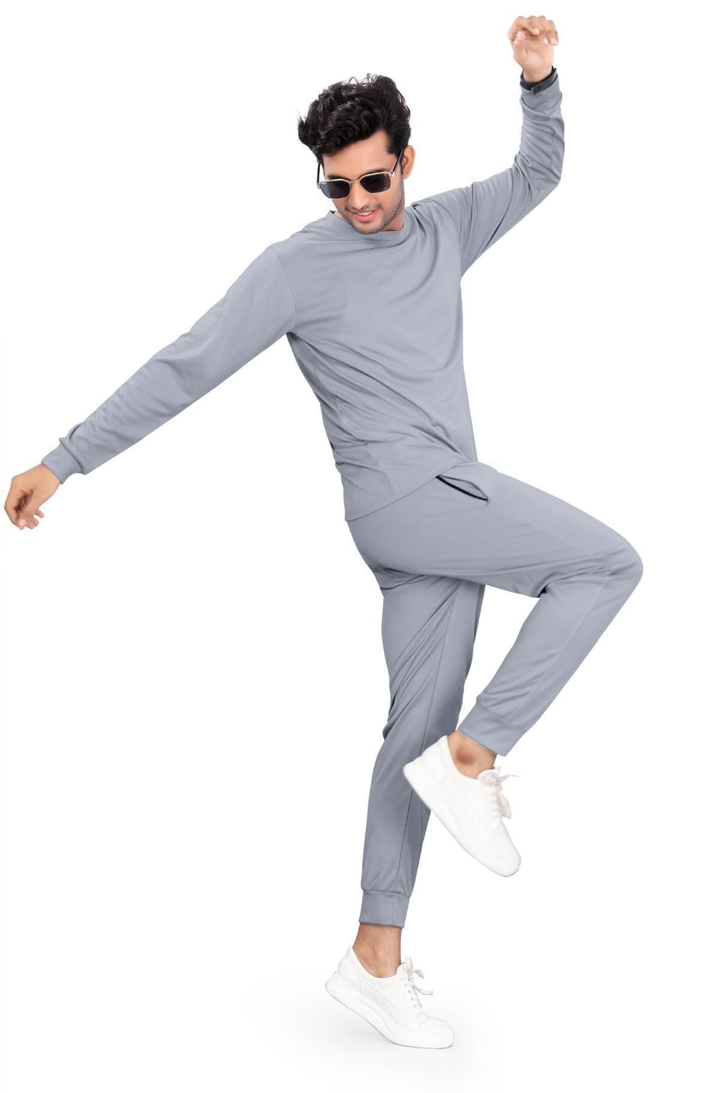 Men’s Solid Grey Full-Sleeve Track Suit