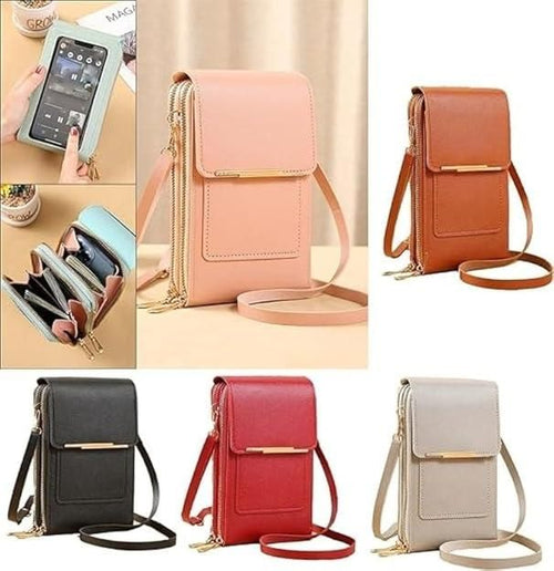 Anti-Theft Double-Layer Leather Sling Bag for Women