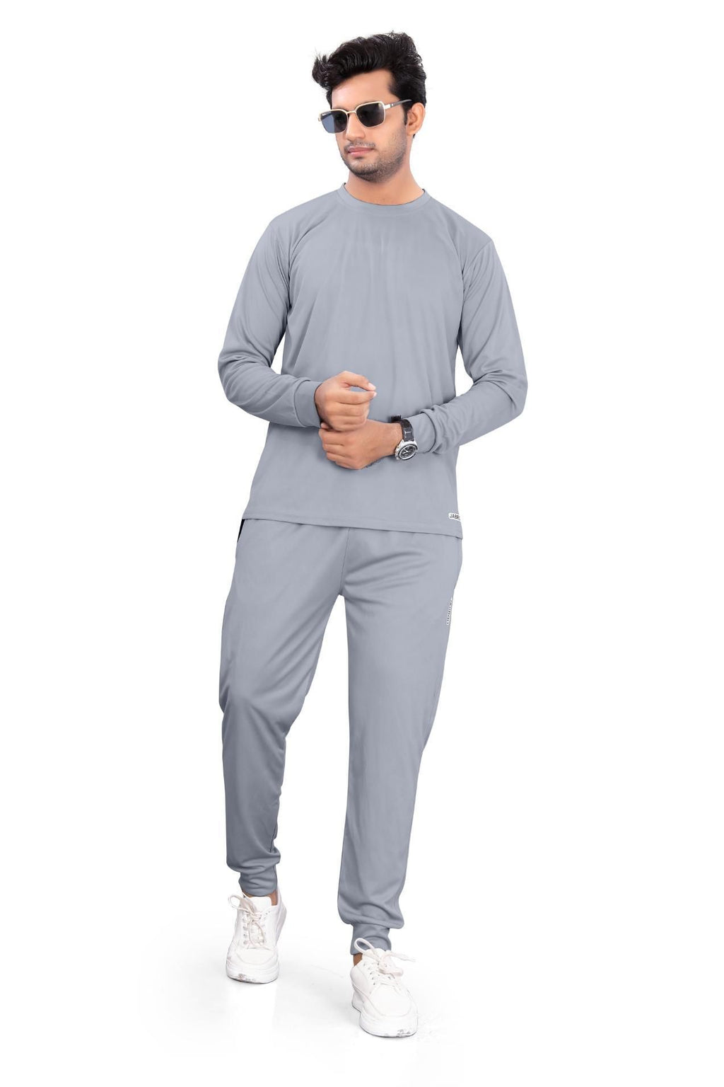 Men’s Solid Grey Full-Sleeve Track Suit