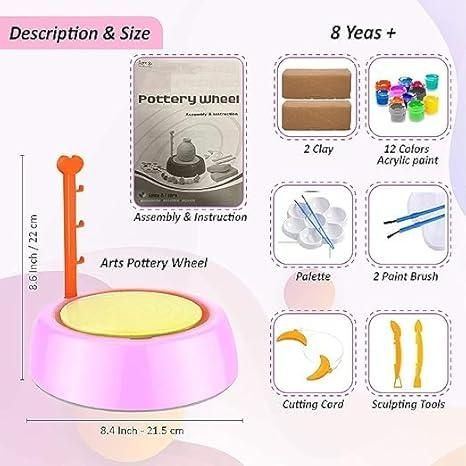 Kids Battery-Operated Pottery Wheel Kit Pottery Making & Painting Set