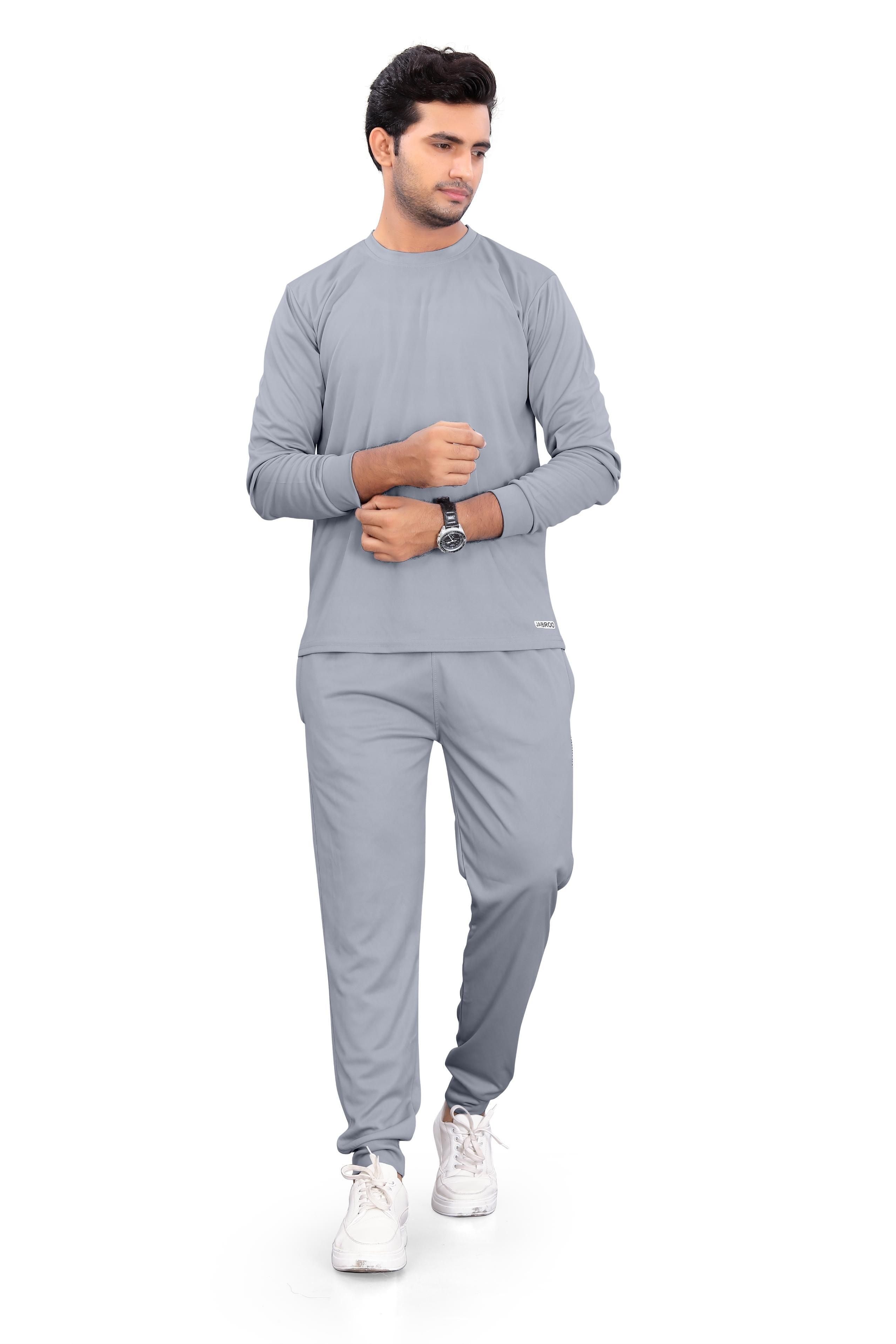 Men’s Solid Grey Full-Sleeve Track Suit